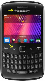 BlackBerry device featuring a key with a design similar to the company logo