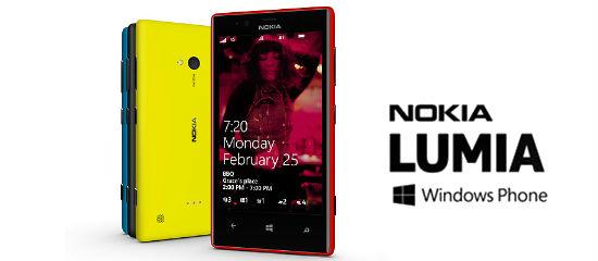 Imagen del Nokia Lumia 720 en varios colores.